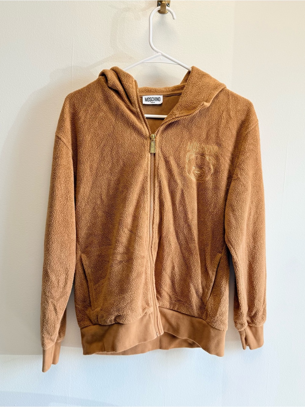 Moschino Teen Brown Teddy Bear Hooded Zip Jacket size 14 Kids